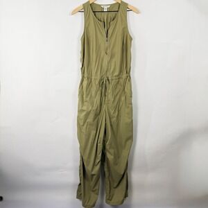 Athleta Olive Utility Jumpsuit Sleeveless Zip Front Drawstring Medium